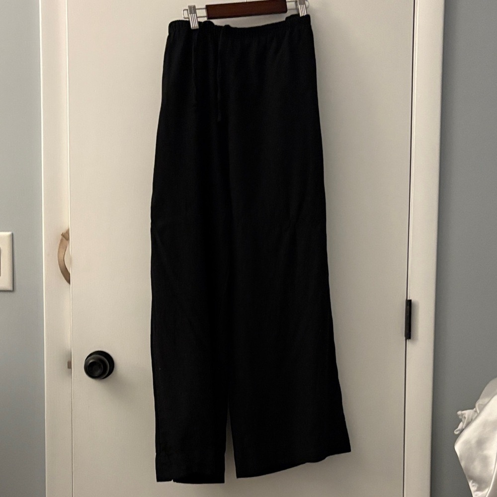 Black Wide-Leg linen pants